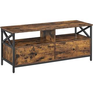 VASAGLE TV Cabinet, TV Unit for 55-Inch TV, Living Room, with 2 Drawers, 2 Storage Shelves, 120 x 40 x 50 cm, Steel Frame, Industrial Style, Rustic Br