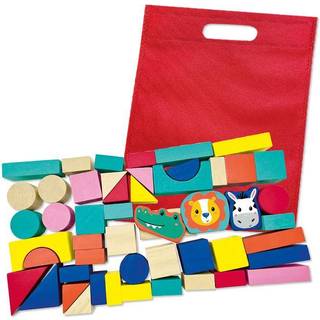 SES Creative Animals 52 Pcs Byggeklodser Af Træ  Yellow-1-3 Y  Gul  1-3 år 1 Y+ Unisex