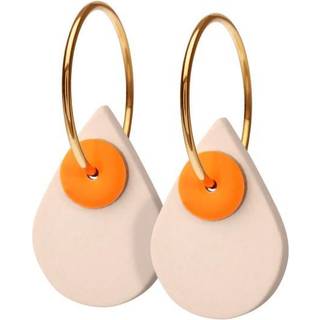 Scherning Aura Nude Neon Orange Rosaforgyldt Sølv Ørestikker med Porcelæn Og Emalje