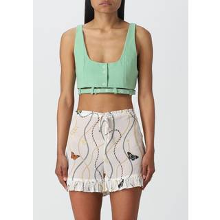 Ganni Cotton canvas crop top - green - M
