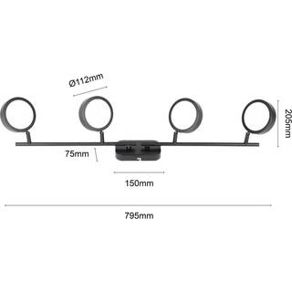 Lindby-spot Neros, sort, 4-lys, 79,5 cm, CCT, jern
