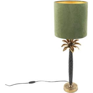 Art Deco bordlampe med fløjlsskærm grøn 25 cm - Areka