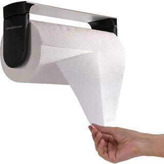 Simpletome en h?nd t?repapirh?ndkl?deholder under kabinetkl?bemiddel eller boreinstallationsinstallation Aluminiumslegering + ABS (sort)