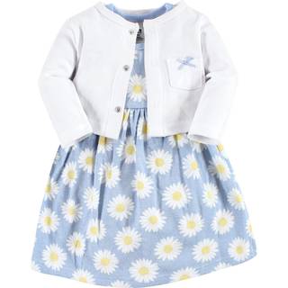 Hudson Baby Womens Cotton and Cardigan Set Casual Dress Blue Daisy 5t Us