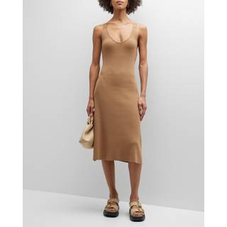Vince Ribbed-knit cotton-blend midi dress - brown - XXS
