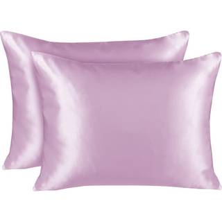 Luksus Satin Pillowcase til hår - Standard satin pudebetræk med lynlås lyserød (pillowcase sæt på 2) - Blissford