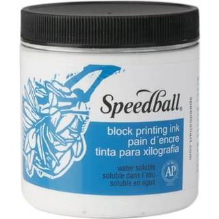 Speedball vandopløselig blokprint blæk 8-ounce krukke hvid