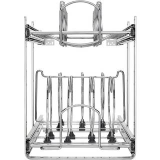 Rev-a-hylde 2-lags køkkenskab udtræk 11.75 """" Kabinetarrangør til potter Pander og låg Kogegrejs Justerbar Heavy Wire Chrome 5CW2-1222-CR