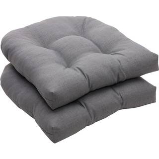 Pillow Perfect Rave Solid Indoor/Outdoor Wicker Patio Seat Pushion Reversible Weather and Fade Resistant Round Corner - 19 """" X 19 """" Gray 2 Coun