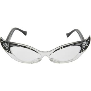 Vintage katteøjne Voksne kostumebriller klare/sort