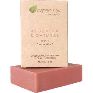 Aspen Kay Naturals håndlavet calamin sæbebjælke til ansigt og krop - organisk aloe vera & kolloidal havre - naturlig sæbe med organisk hudkærlig