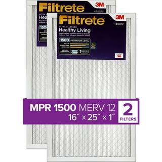 Filtrete 16x25x1 Luftfilter MPR 1500 MERV 12 Sundt levende ultra-Albergen 3-m?neders plisseret 1-tommer luftfiltre 2 filtre