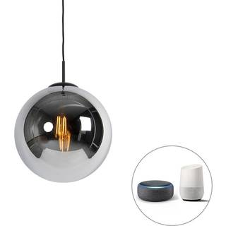 Smart pendellampe sort med røgglas 30 cm inkl. Wifi ST64 - Pallon