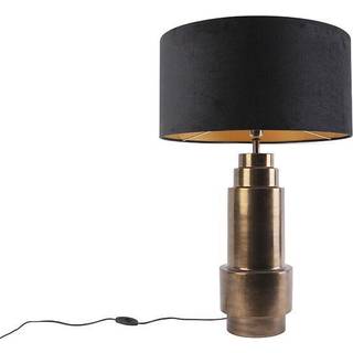 Art Deco bordlampe bronze fløjlsskærm sort med guld 50 cm - Bruut