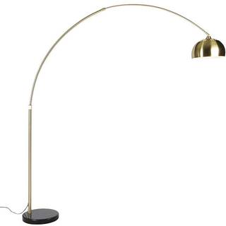 Bue lampe messing med sort marmorbase og messing skærm - XXL