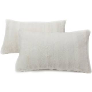 Cheer Collection faux pels kast puder - dekorative puder til sofa seng kaste puder hvide accent puder til sovev?relse eller stue ?stetisk s?t med