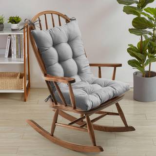 Sweet Home Collection Rocking Chair Pushion Premium Tufted Pads Non Skid Slip bakket s?t ?vre og nedre med b?nd 21 i x 17 in | 17 i x 17 i s?lv