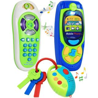 Klik p? N 'Play Loat Play mobiltelefon TV Remote & Car Key Accessory Playset for Kids With Lights Music & Sounds (S?t p? 3)