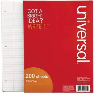 Universal UNV20920 8 in. X 10,5 in. 3 -hullers fyldstofpapir - bred/juridisk regel (200/pakke)