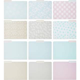 Juvale 12-pack Pretty Pastel Dekorative filmapper til kvinder og piger S?de klassev?relsesforsyning Office Organisation Letter St?rrelse 1/3 Sk?r