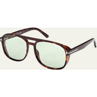 TOM FORD Mand FT1022 ROSCO 52N Solbriller Acetat Dark Havana Grøn Firkantet Normal