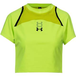 Under Armour Run Anywhere Crop T-shirt, Str. S, Dame, Gul - Komfortabel og åndbar løbetrøje