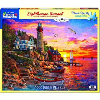 White Mountain Puzzles Lighthouse Sunset 1000 Piece Jigsaw Puzzle