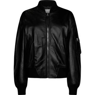 The Attico Anja leather bomber jacket - black - S