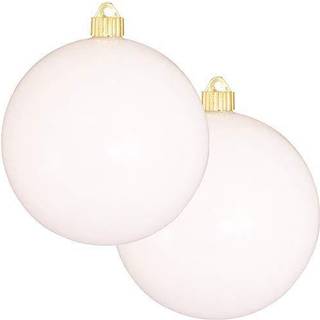 Jul af Krebs 6 """" (150 mm) Shiny Pure White [2 stykker] Ekstra store solide store store store udendørs plastiske UV -kuglepynt hængende trædekora