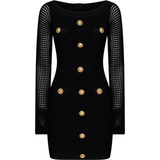 Balmain Off-shoulder knit minidress - black - XL+