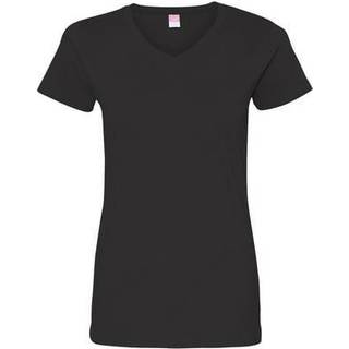 LAT dametr?je i 100 % bomuld med kort ?rmet V-hals, sort medium