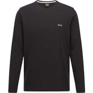 BOSS langærmet t-shirt lavet af økologisk bomuld i sort til herre.