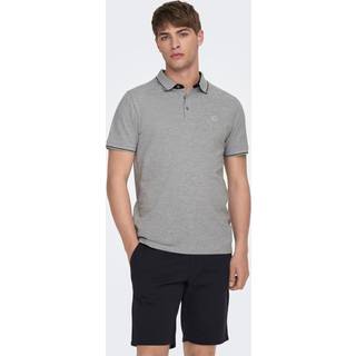 ONLY & SONS polo t-shirt i grå til herre | Regular fit |