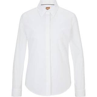 Slim fit skjorte i bomuldspoplinblanding