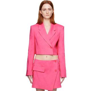 Frame Linen-blend blazer - pink - S