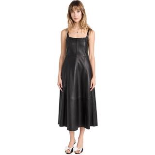 Vince Square-neck leather dress - black - XS