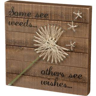 Primitiver af Kathy Distressed Wood Slat Sign - 'Nogle ser ukrudt ...' med håndspændt hjerte vægkunst og skrivebordsindretning til hjemmet