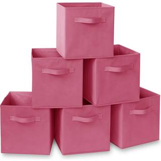 Casafield Sæt med 6 sammenfoldelig stofterningopbevaringsbakker Hot Pink - 11 """" Foldbare kludkurve til hylder Cubby Arrangører og mere
