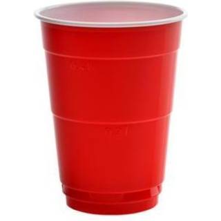 Plastglas 40 cl. Rød m. hvid inderside højde 102mm 16 x 50 stk, 800 stk