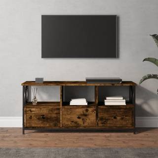 tv-bord 102x33x45 cm konstrueret træ og jern røget egetræsfarve