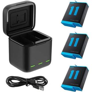 TELESIN 3-slot charger Box + 3 batteries for GoPro Hero 11 / 10 / 9