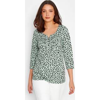 Lts Tall Sage Green Dalmatian Print Henley Top 10 Lts | Tall Women's T-Shirts