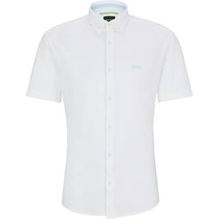 BOSStil mænd. 50493600 Skjorte Regular Fit hvid (S), Casual, Bomuld, Korte ærmer