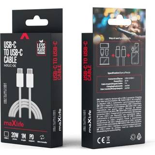 Maxlife MXUC-06 cable USB-C - USB-C 1,0 m 20W grey nylon