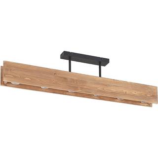 Lindby loftlampe Malwin, GU10, 100 cm lang, 6 lyskilder, træ