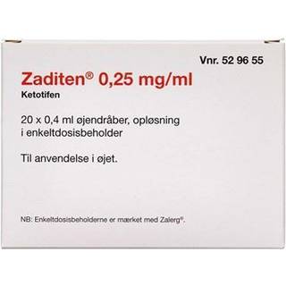 Zaditen 0,25 mg/ml 20 stk Øjendråber, opløsning, enkeltdosisbeholder