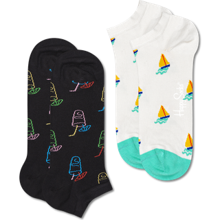 Happy socks 2-pak Lemonade Low Sock - Black/White - Str 41/46 * Kampagne *