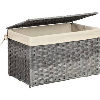 Songmics Rattan-stil opbevarings boks, indendørs opbevaringskurv, 65L Laundry Hamper, grå