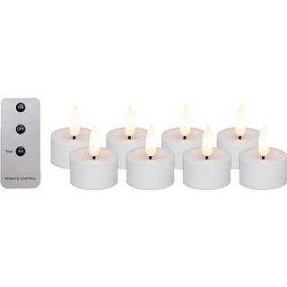 Cozzy fyrfadslys, 3D flamme, hvid, 8 stk inkl. fjernbetjening