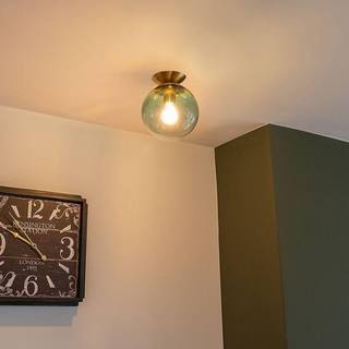 Art Deco loftslampe messing med grønt glas - Pallon